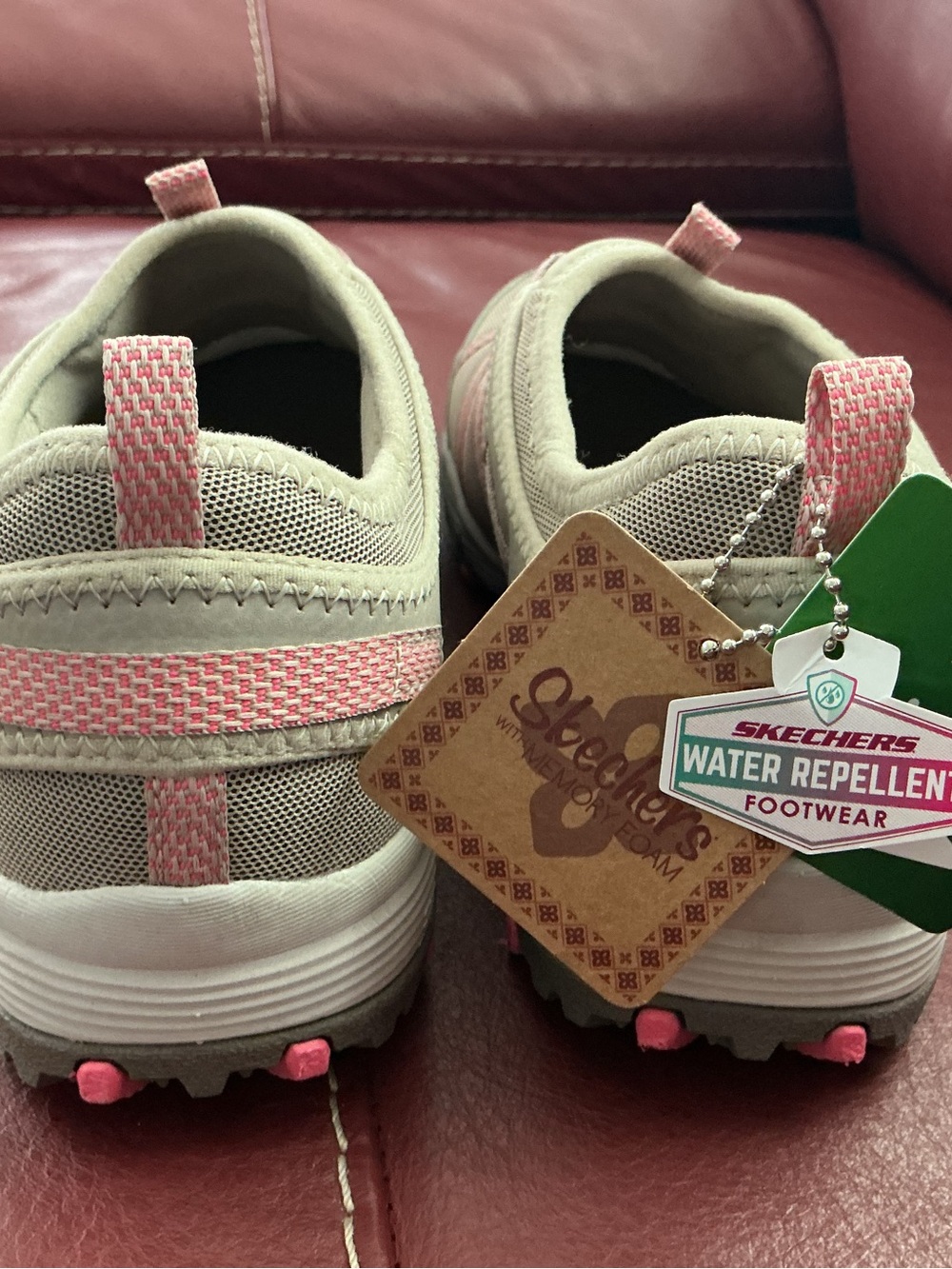 Women’s Neutral Taupe and Pink Athletic Vegan Slip-On Sneakers by Skechers - Picture 5 of 7